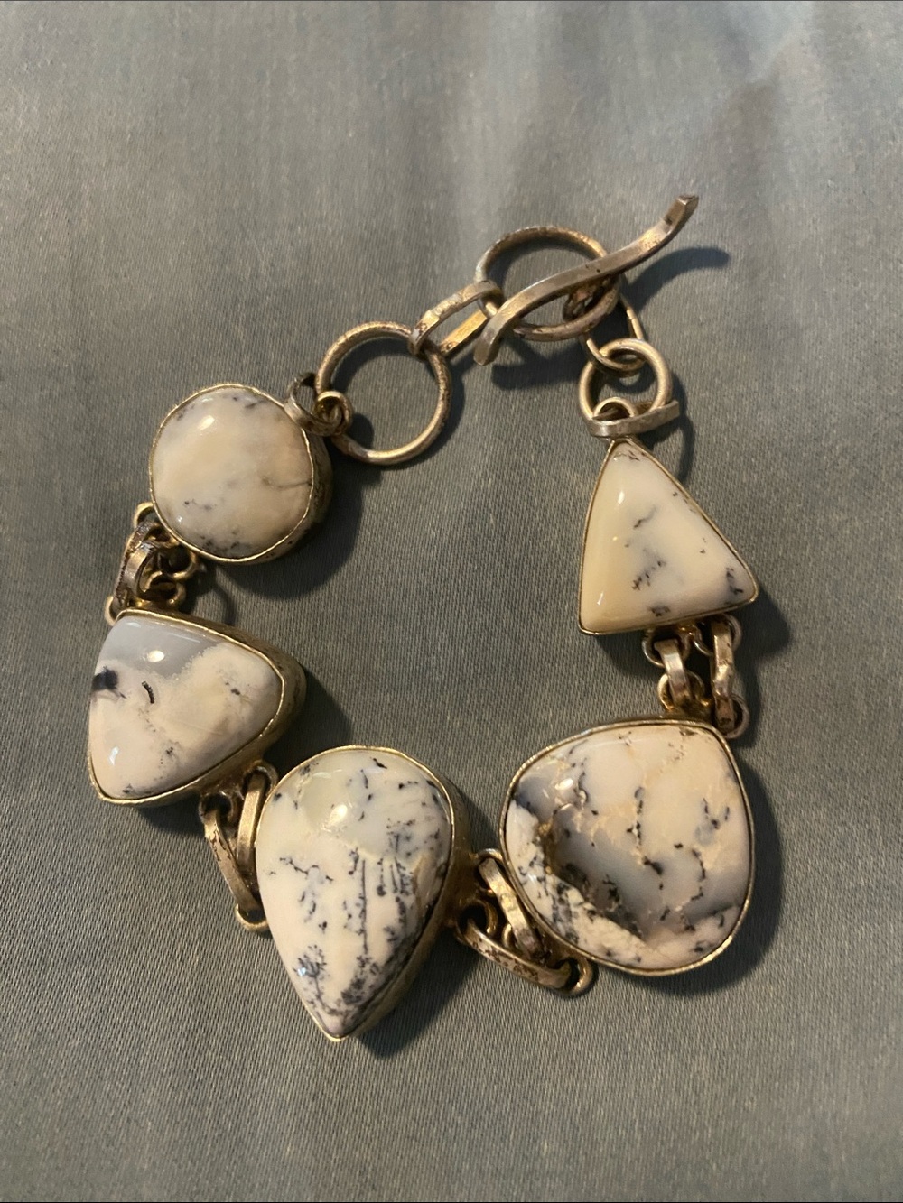 White Dendritic Stone Link Bracelet